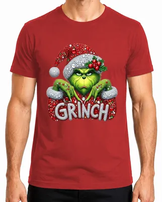 Produktbild von Grinch Weihnachten Strass Glitzer Optik Ugly Christmas Sweater Herren T-Shirt, Rot, S