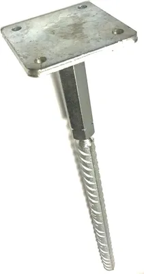 Produktbild von T-Pfostenträger zum Einbetonieren aus Stahl Riffeldolle Ø30mm ohne Dorn höhenverstellbar