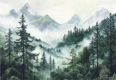 Produktbild von Fototapete Wald im Nebel Bäume - 400x280 cm - inklusive kleister - Vlies Tapete - Vliestapete Wohnzimmer Schlafzimmer Küche Modern Wandtapete