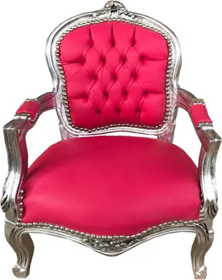 Produktbild von Casa Padrino Barock Kinder Stuhl Pink Lederoptik / Silber - Kindermöbel