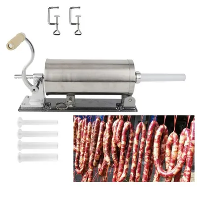 Produktbild von 3,6L Manuell Wurstfüller aus Edelstahl,Wurstmaschine aus Edelstahl, Wurstfüllmaschine mit Tischklemme inkl. 4 Röhren