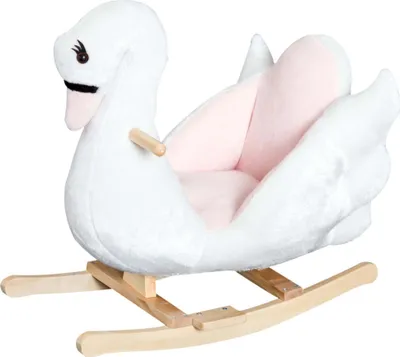 Produktbild von HOMdotCOM Baby Schaukelpferd Baby Schaukelschwan ab 18 Monate | Plüsch | Rosa+Weiß