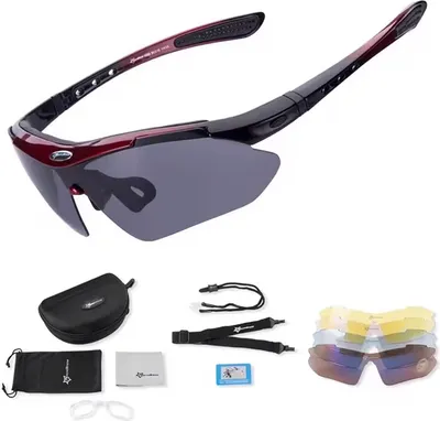 Produktbild von Polarisierte Radbrille 10001 - SET schwarz und rot