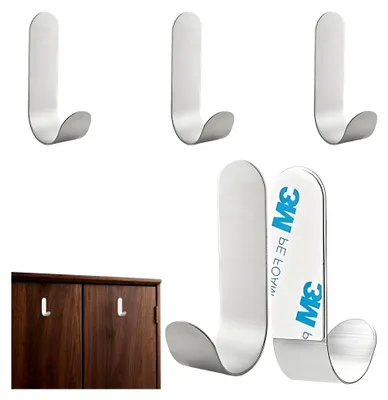 Produktbild von 5 Stück Edelstahl Klebehaken, Selbstklebende Haken für Badezimmer, Küche und Wand - Rostfrei, Ideal für Akustikpaneele