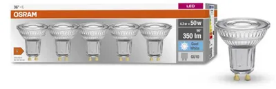 Produktbild von 5 x Osram LED PAR16 Reflektor 4,3W = 50W GU10 350lm 840 Neutralweiß 4000K 36°