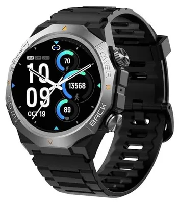Produktbild von Militär Smartwatch Herren Damen, Smart Watch mitTelefonfunktion 1,39" Touchscreen, Herzfrequenzmonitor Schlafmonitor IP68 Wasserdicht Sportuhr, 110+ Sportmodi Fitnessuhr für iOS Android, Schwarz