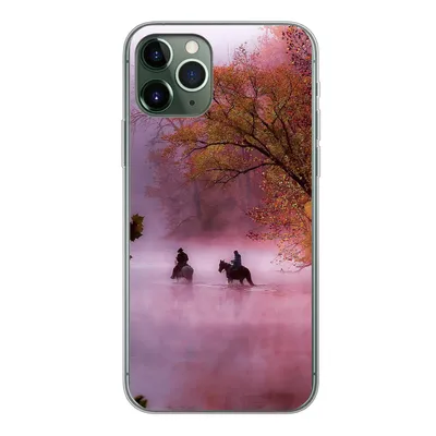 Produktbild von MuchoWow® Handyhülle Schutzhülle Hülle für iPhone 11 Pro Pferde - Nebel - Wald Silikon Softcase Handy Hülle - Handy