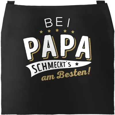 Produktbild von Kochschürze für Männer Frauen Bei Papa schmeckts am besten Küchenschürze Baumwolle Moonworks® schwarz unisize