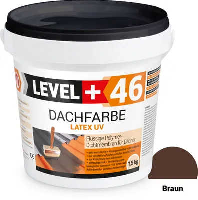 Produktbild von Dachfarbe elastische Sockelfarbe Dachlack UV-beständig Super Flex 1,5Kg Braun LEVEL+ RM46