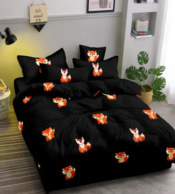 Produktbild von FOXES Mikrofaser-Bettwäsche schwarz Bettwäsche-Dimension: 2 Stk 70 x 80 cm | 160 x 200 cm