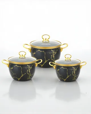 Image de MASTERPAN | Set de 6 casseroles avec couvercle |18cm|20cm|22cm| casseroles émaillées | acier carbone | induction | casserole avec couvercle | haute qualité, MP2639