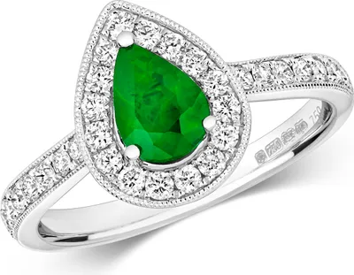 Produktbild von Edler 18 Karat (750) Weißgold Cluster Damen - Diamant Ring Brillant-Schliff 0.35 Karat HI - SI mit Smaragd, 50 (15.9); TRS2372RSK