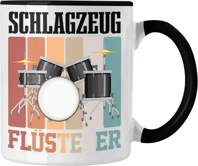 Produktbild von Trendation - Schlagzeug-Spieler Tasse Geschenk Schlagzeug Flüsterer Lustige Geschenkidee für Schlagzeugspieler (Schwarz)