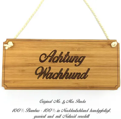 Produktbild von Mr. & Mrs. Panda Praxisschild Achtung Wachhund - Geschenk, Wegweiser, Firmenschild, Geschenkidee, Landhaus, Reklameschild, Schild, Shabby, Türschild, Graviert