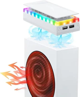 Productafbeelding van Koelventilator voor Xbox Series S met 7 RGB-lichteffecten, 3 snelheidsstanden, USB-gegevensoverdracht, wit