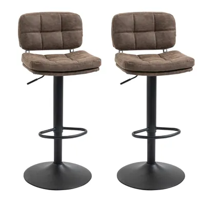 Image de HOMCOM Lot de 2 tabourets de bar Vintage capitonné - pivotant, réglable - repose-pied - revêtement synthétique marron effet vieilli