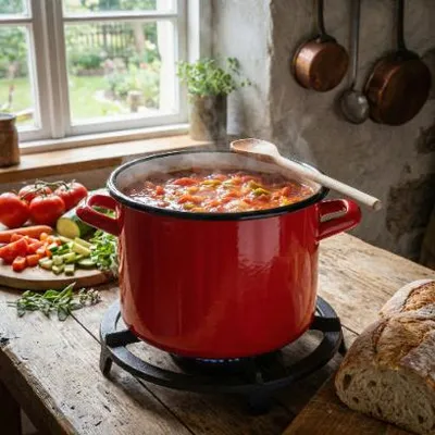 Produktbild von Emaillierter Topf Emalia Polska Pleszew 20 cm 4,7 l rot