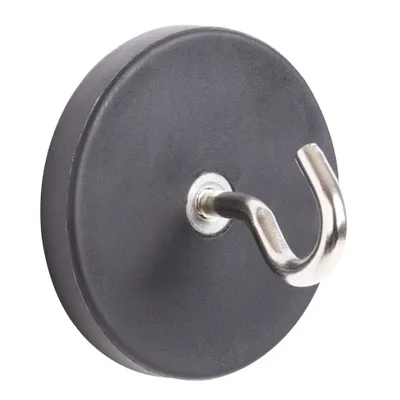 Obrázek produktu pro Walteco Pogumovaný neodymový magnet průměr 43mm, s háčkem, nosnost 12kg