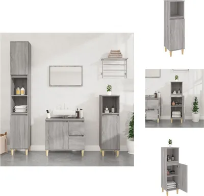 Produktbild von vidaXL Badschrank Grau Sonoma 30x30x100 cm Holzwerkstoff -  Badezimmermöbel-Sets