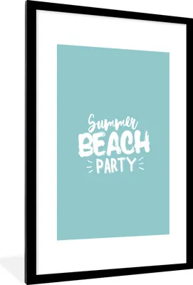 Produktbild von MuchoWow® Gerahmtes Poster Sommer - Blau - Weiß 60x90 cm - Poster mit Schwarzem Bilderrahmen Wandposter Rahmen Foto Bilder - Dekoration - Wandposter Wohnzimmer - Hochwertig