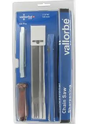 Image de Blister Vallorbe Comprenant Trois Limes Rondes  3/16'' (4,8 Mm) Pour Chaînes .325'', Une Lime Plate, Un Porte Lime, Un Manche E