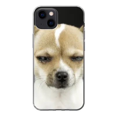 Produktbild von MuchoWow® Handyhülle Schutzhülle Hülle für iPhone 13 mini Weinender Hund auf schwarzem Hintergrund Silikon Softcase Handy Hülle