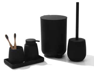 Badaccessoireset 5-tlg. mit Abfalleimer 3L, Seifenspender, WC-Bürste