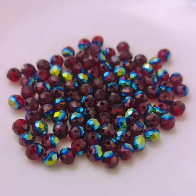 Produktbild von Glasperlen - Typ 'Facettiert' - 160 Stück - 3 mm - Bunt - Rot, Blau Grün