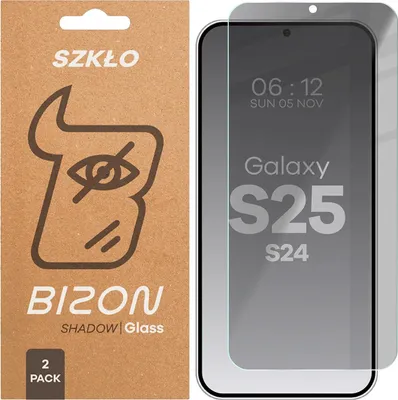 Produktbild von 2x Gehärtetes Glas mit Privatschutzfilter für Galaxy S25 / S24, Bizon Glass Clear Shadow Duo, getönt