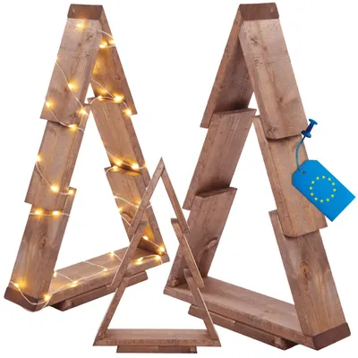 Produktbild von MODO24 3D Weihnachtsbaum Holz, Tannenbaum, Deko Christbaum, Holztanne,Kiefernholz, Weihnachtsdeko, Outdoor, 59,5x39x9,5 cm, Braun, CHOI, KI-generiertes Bild