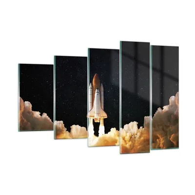Produktbild von Bilder auf glas - 5 Teile - Abheben Rakete Kosmos - 150x100cm - Glasbilder - Wandbilder - Bilder - zum Aufhängen bereit - Wanddekoration aus Glas - Glas Bilder - Wandbild auf Glas - GEG150x100-4531