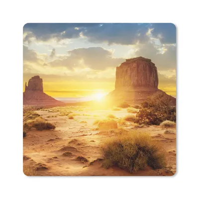 Produktbild von MuchoWow® Mauspad Mousepad Sonnenuntergang - Felsen - Landschaft - Horizont 20x20 cm - Mousepads - Maus Mat - Pad - Mausunterlage - Desk Mat - Bureauartikeln