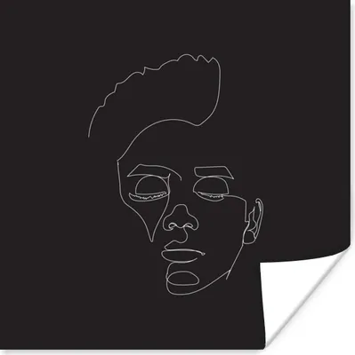 Produktbild von MuchoWow® Poster Strichzeichnung - Mann - Gesicht 75x75 cm - Wand Dekoration