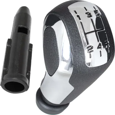 Image de Pommeau de levier de vitesse noir chromé 5 vitesses + douille d'adaptation pour Peugeot 207 208 307