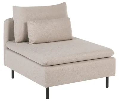 Produktbild von BELIANI Sessel Beige Stoffbezug Modular mit Kissen Metallbeine ohne Armlehnen Modern Wohnzimmer Modulsessel Mittelstück für Modulsofa