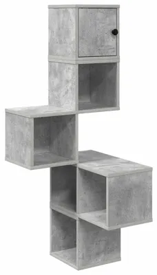 Image de vidaXL Étagère d'angle murale, béton gris, 48 x 48 x 120 cm, en panneaux de particules