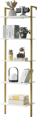 Produktbild von Bücherregal Wandmontage 5-lagig Leiterregal Weiß 40x30x178 cm