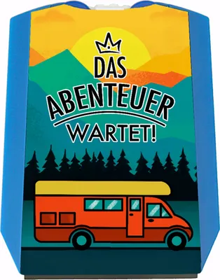 Produktbild von Das Abenteuer wartet Parkscheibe mit Reisemotiv und 2 Einkaufswagenchips