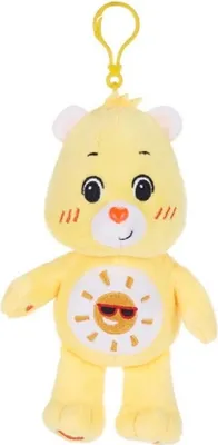 Produktbild von Glücksbärchi Kuscheltier Care Bears Plüsch Plüschfigur Teddybär Stofftier Glücksbärchen für Kinder Sonnenschein Bärchi gelb Bagclip 14 cm