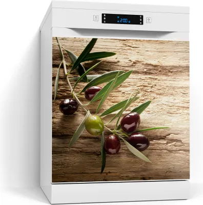 Produktbild von DEQORI Magnetmatte Spülmaschine beschreibbar 60x60 cm 'Dekorativer Olivenzweig ' Magnetfolie