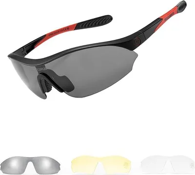 Obrázek produktu pro ROCKBROS cyklistické brýle s polarizačními čočkami UV400, sportovní brýle, 25 g, lehké běžecké brýle s nastavitelnými nosními podložkami, matná černá/šedá