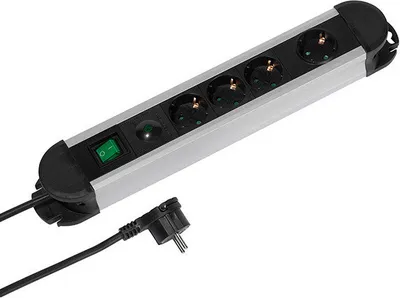 Produktbild von ViVanco™37659, 2 m, Drinnen, Typ F, Type F (CEE 7/4), Aluminium, Kunststoff, Aluminium, Schwarz, Grün