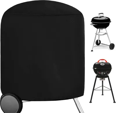 Zdjęcie produktu dla Okrągły pokrowiec na grilla - Wytrzymały wodoodporny pokrowiec 73 x 71 cm - Tkanina Oxford - Ze sznurkiem ściągającym DHKBC73EU-4BKV1 Okrągły pokrowiec na grilla