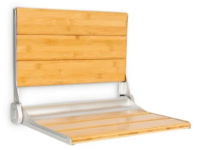 Produktbild von oneConcept Arielle Duschsitz - Klappsitz mit Bambus-Sitzfläche, Aufhängung aus Aluminiumlegierung, max. Gewicht: 160 kg, inkl. Montagematerial, Typ: Arielle Deluxe, braun