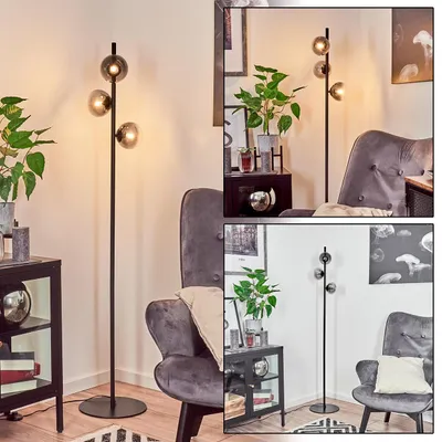 Produktbild von Garaguso moderne Stehlampe aus Metall/Glas in Schwarz/Rauchglas/Klar