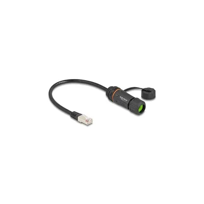Produktbild von Delock - Netzwerkverlängerungskabel - RJ-45 (M) zu RJ-45 (W) - 25 cm - 6 mm - STP - CAT 6a - staub- und wasserdicht (IP68), Dichtkappe, M20 Gewinde - Schwarz