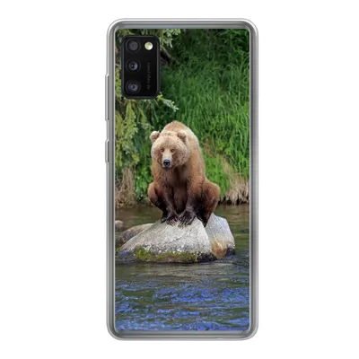 Produktbild von MuchoWow® Handyhülle Schutzhülle Hülle für Samsung Galaxy A41 Bär - Stein - Tier Silikon Softcase Handy Hülle - Mobiltelefon