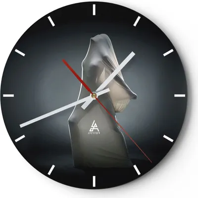 Produktbild von Wanduhr - Rund - Glasuhr - Künstlerisch Frau Kampf - 30x30cm - Schleichendes Uhrwerk - Lautlos - zum Aufhängen bereit - Dekoration Modern - Wanddekoration aus Glas - C3AR30x30-4167