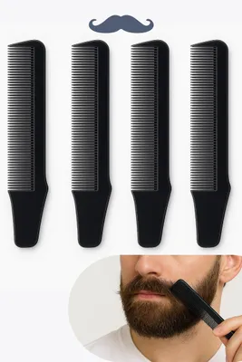 Obrázek produktu pro Sada 4 hřebenů na vousy a knír – hřeben na vousy pro muže s pouzdrem, ideální jako dárek pro muže a dárková sada pro muže, černý kartáč na vousy, B