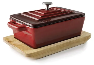 Produktbild von LACOR geradem Deckel. Magma RED 13 x 9 cm Rechteckiger Kochtopf, Metall, Rot ant